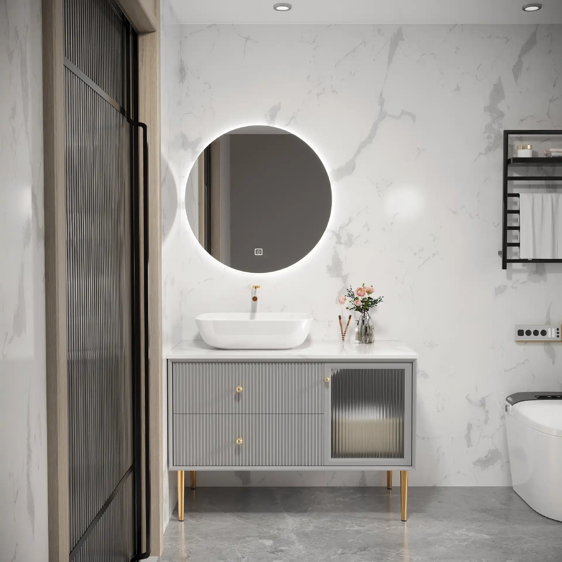 PVC bathroom vanity available in tiered wholesale pricing