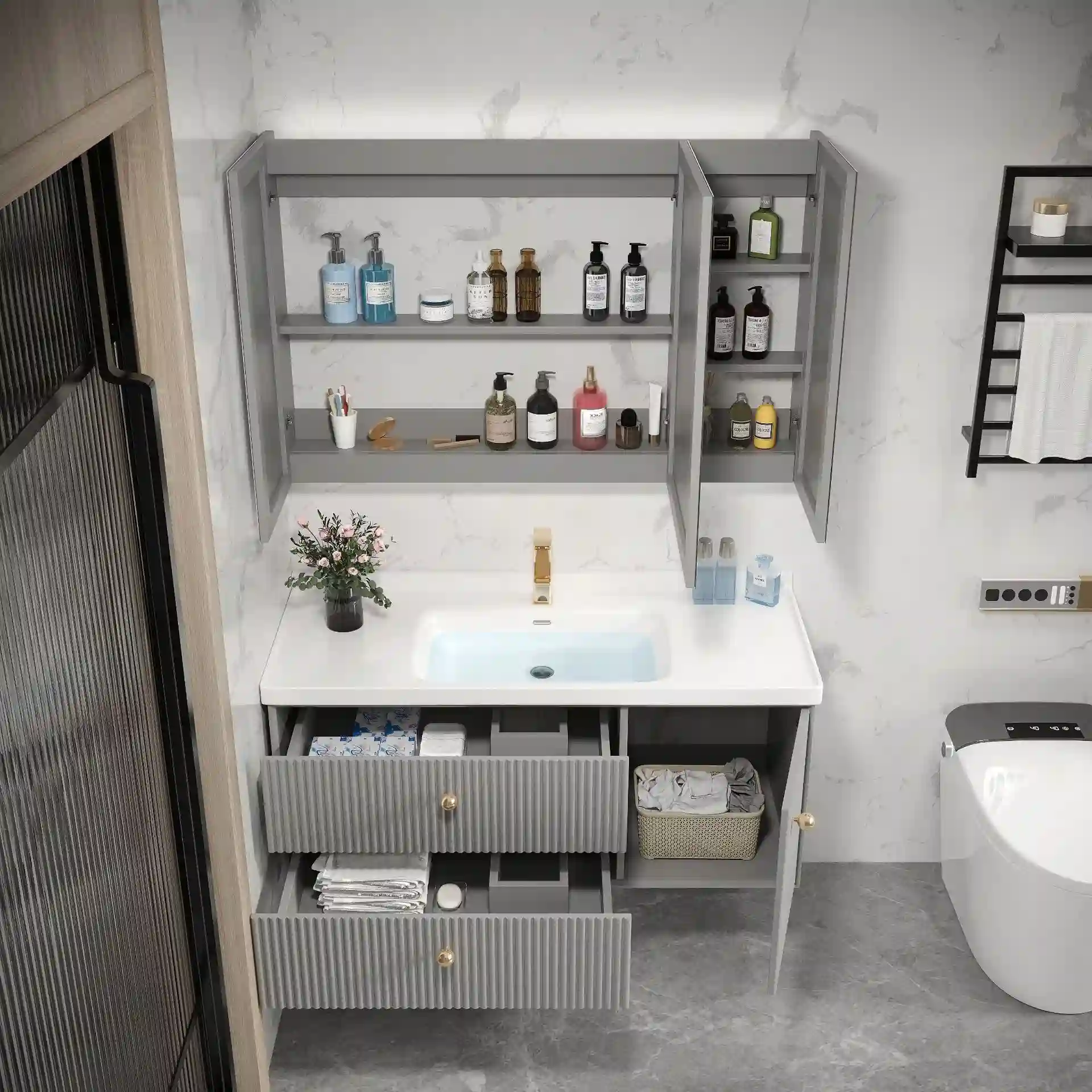 PVC bathroom vanity ready for container shipment