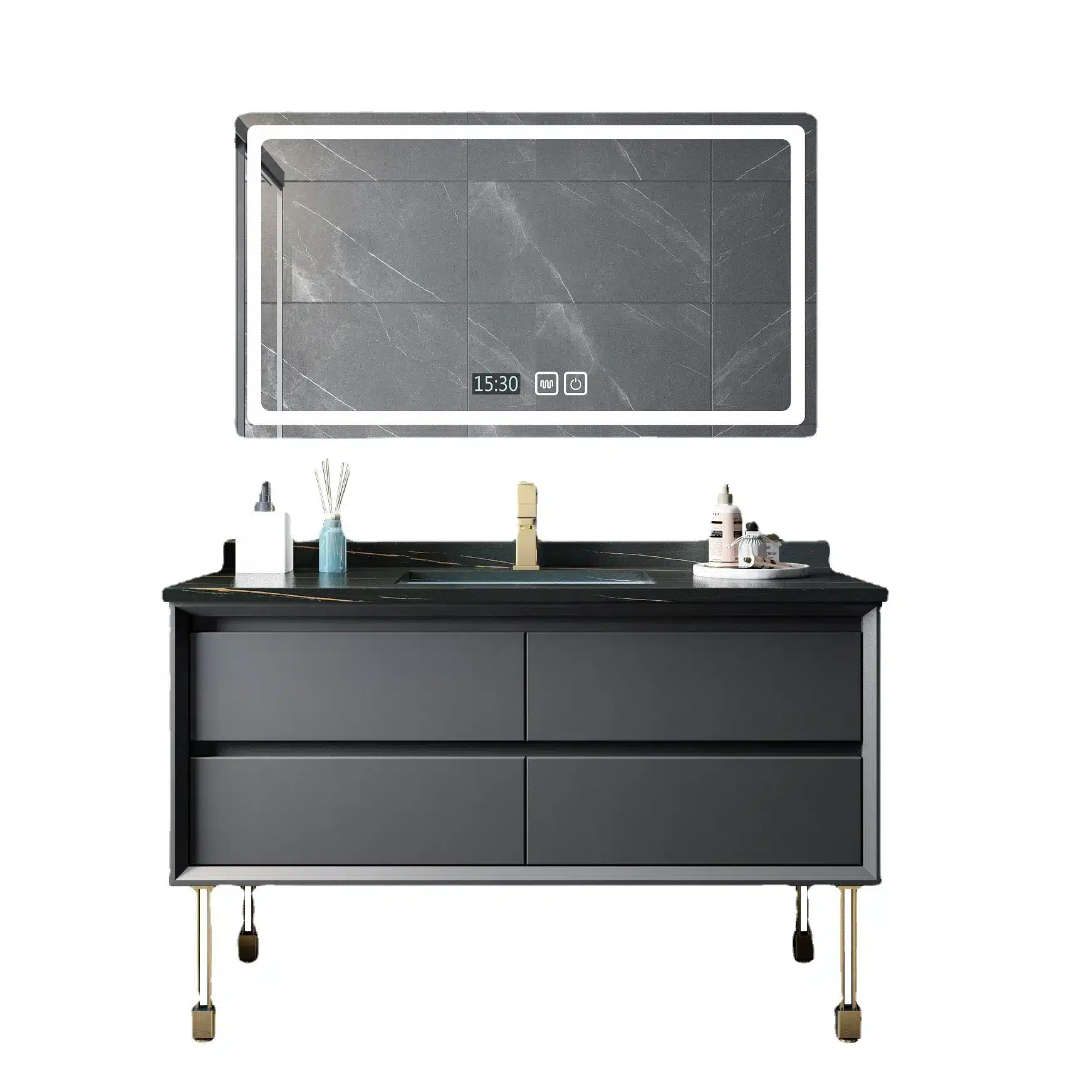 High-Gloss Finishes for PVC Vanities: Gloss Levels and Durability 3 MFBATH PVC bathroom vanity with high gloss finish