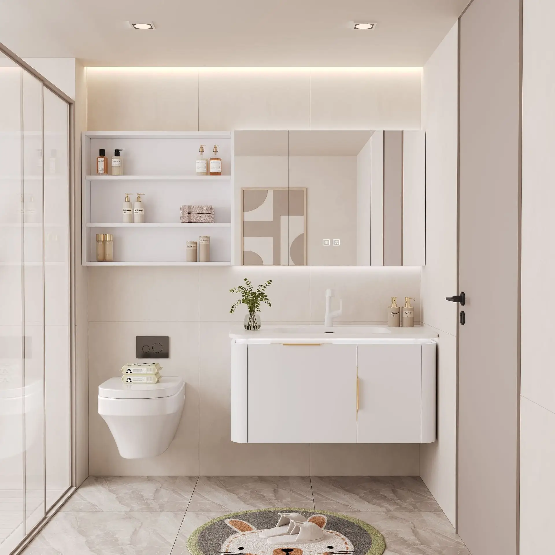Plywood bathroom vanity produced in batch runs for 100-unit wholesale orders