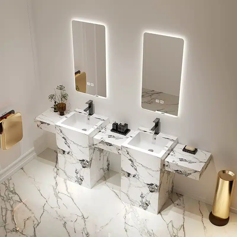 Middle East Vanity Demand: Hotel Projects and Spec Preferences 3 Sintered stone bathroom vanity from MFBATH for hotel projects