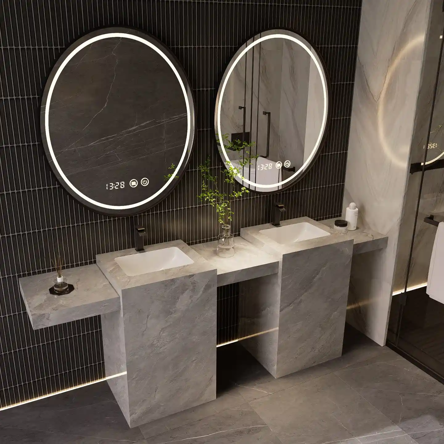 Sintered stone bathroom vanity unit