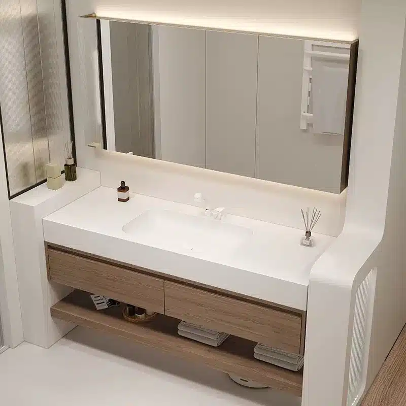 Natural White Oak: The "Japandi" & Organic Modern Look 3 MF Sintered Stone Bathroom Vanity 5
