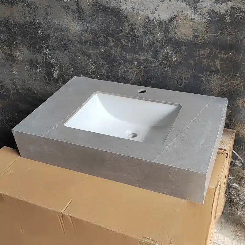 Sintered Stone Vanity Trends: Textures, Veining and Large-Format Tops 3 Sintered stone basin sink