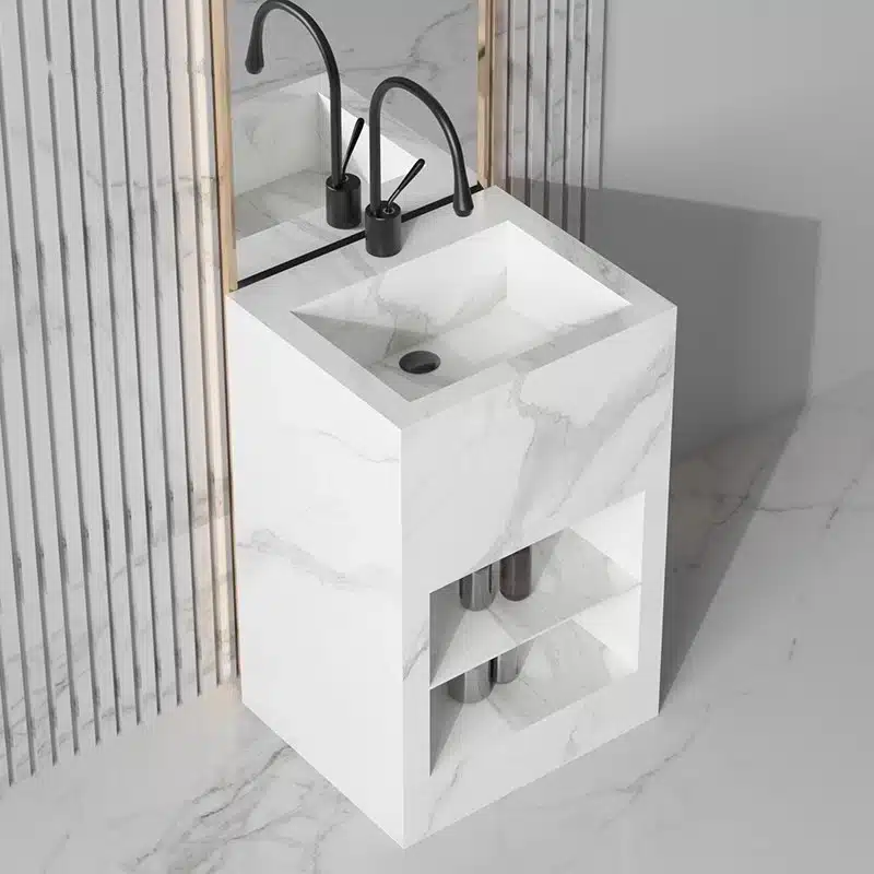 Integrated Basin vs Separate Countertop: Design and Cost Trade-offs 1 MFBATH sintered stone integrated basin vanity with one-piece basin and countertop
