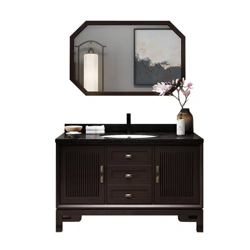 Vanity Feet and Legs: Materials, Styles and Load Ratings 4 Solid wood bathroom vanity with tapered legs and PU coated finish