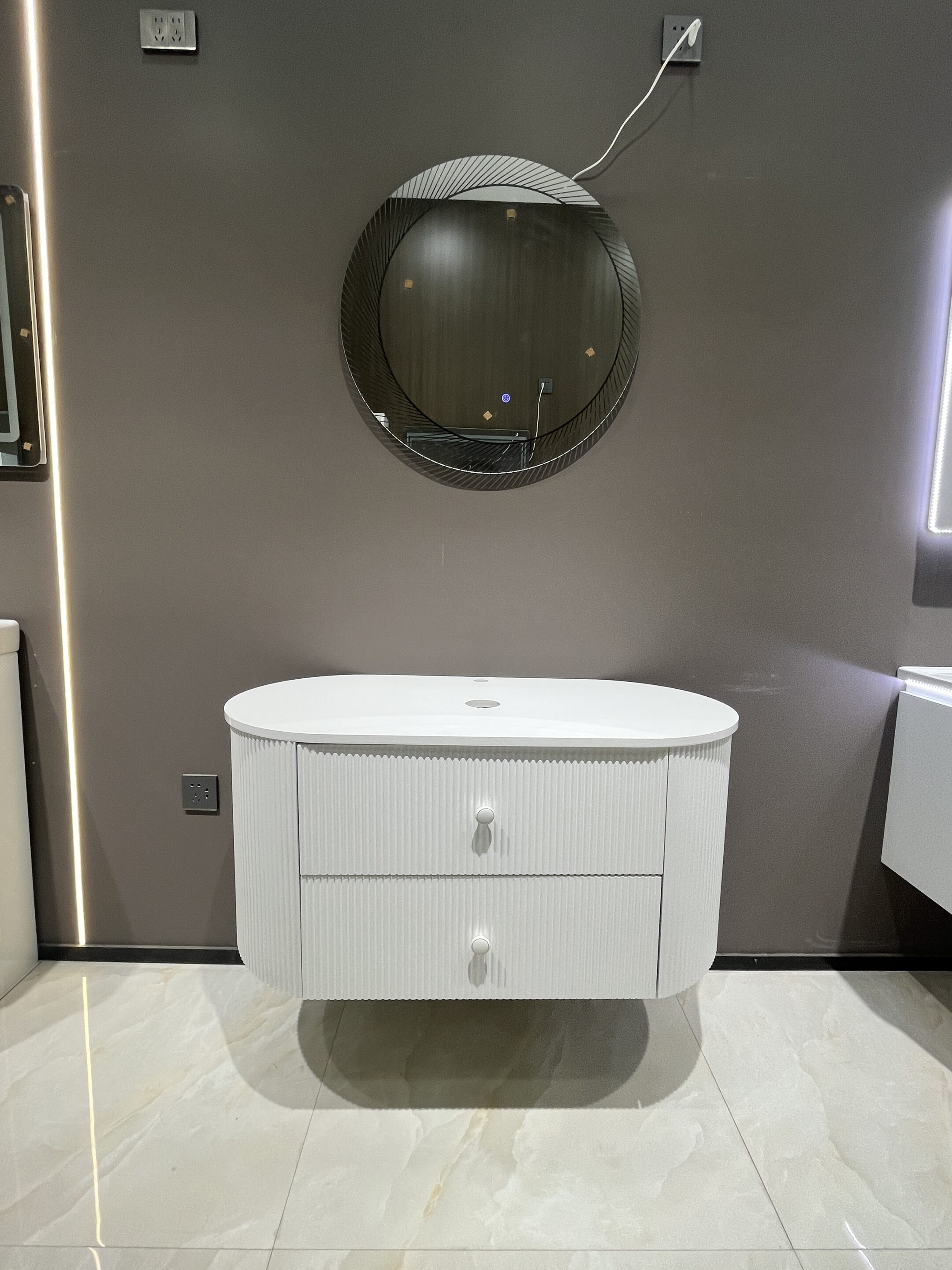 Assisted Living Vanity Specs: Safety, Comfort and Compliance in One Unit 2 Wall-mounted bathroom vanity with two drawers for senior-friendly bathrooms